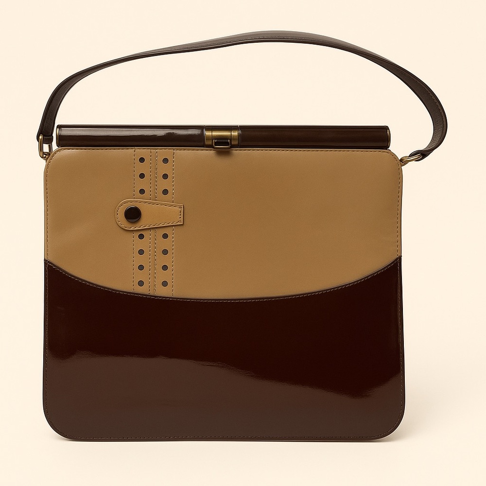 1960s Naturalizer Vintage Two Tone Patent Leather Handbag